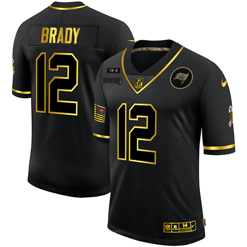 Tampa Bay Buccaneers 12 Tom Brady Men Nike 2020 Salute To Service Golden Limited NFL black Jerseys